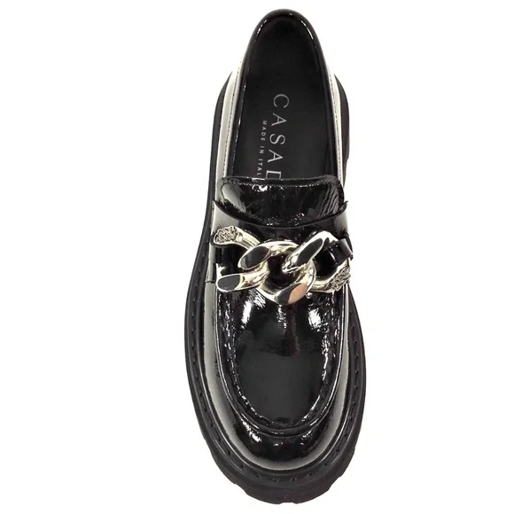CASADEI 🇮🇹 WOMENS BLACK PATENT LEATHER COMFORT LOAFERS - Picture 5 of 7